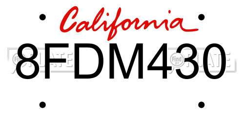 8FDM430 California License Plate