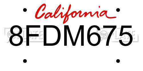 8FDM675 California License Plate