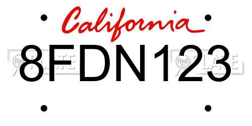 8FDN123 California License Plate