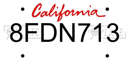 8FDN713 California License Plate
