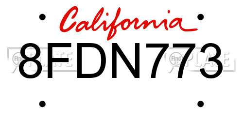 8FDN773 California License Plate