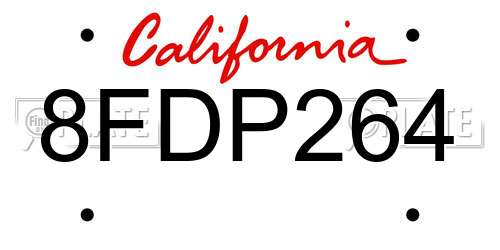 8FDP264 California License Plate