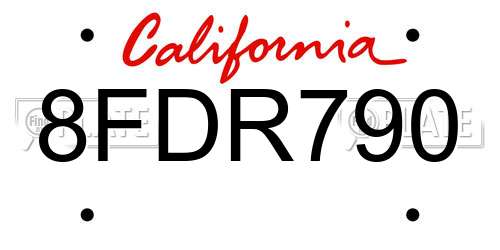8FDR790 California License Plate