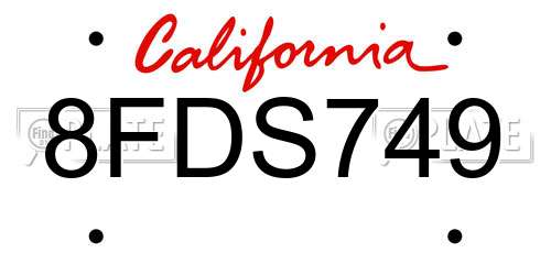 8FDS749 California License Plate