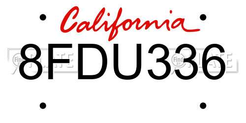 8FDU336 California License Plate