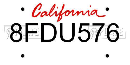 8FDU576 California License Plate