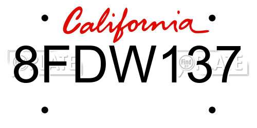 8FDW137 California License Plate