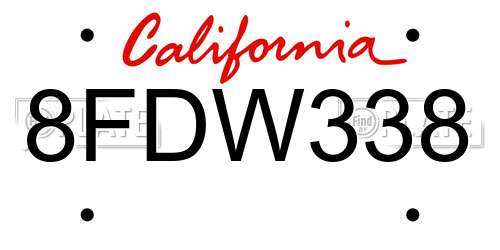 8FDW338 California License Plate