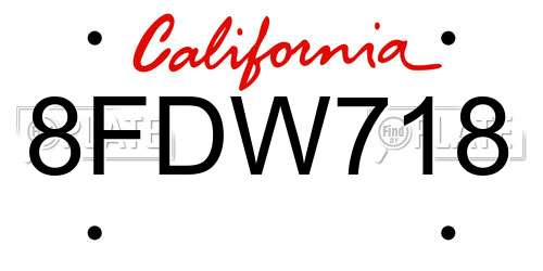 8FDW718 California License Plate