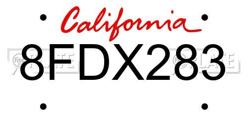 8FDX283 California License Plate