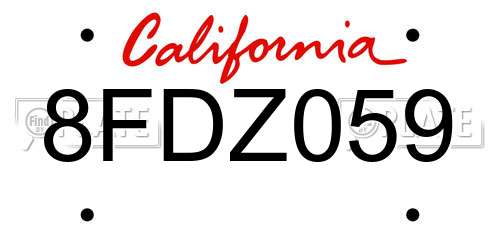 8FDZ059 California License Plate