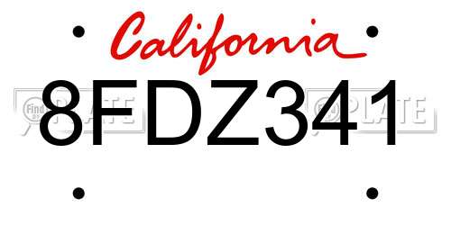 8FDZ341 California License Plate