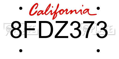 8FDZ373 California License Plate