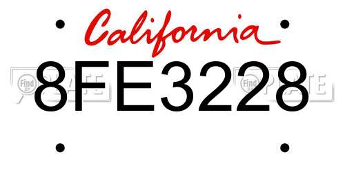 8FE3228 California License Plate