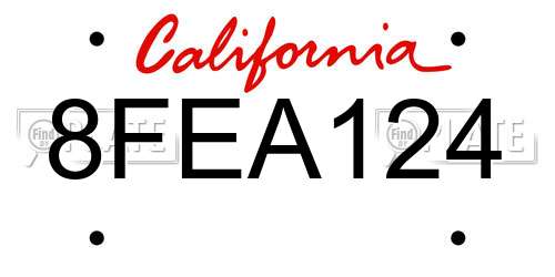 8FEA124 California License Plate