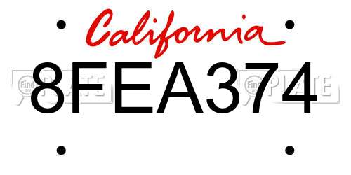 8FEA374 California License Plate