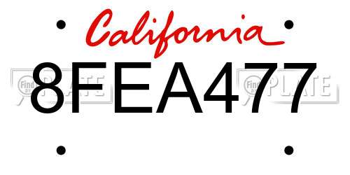 8FEA477 California License Plate