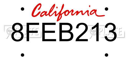 8FEB213 California License Plate