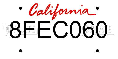 8FEC060 California License Plate