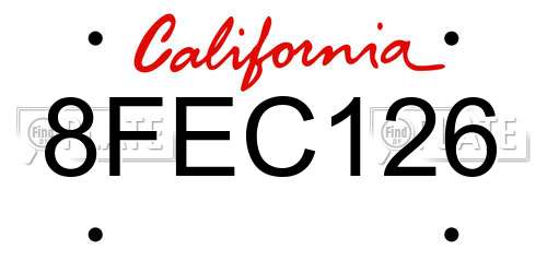 8FEC126 California License Plate