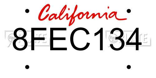 8FEC134 California License Plate