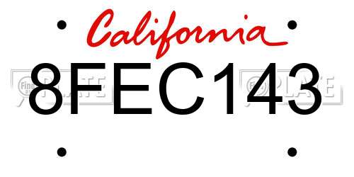 8FEC143 California License Plate