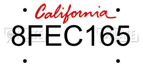8FEC165 California License Plate