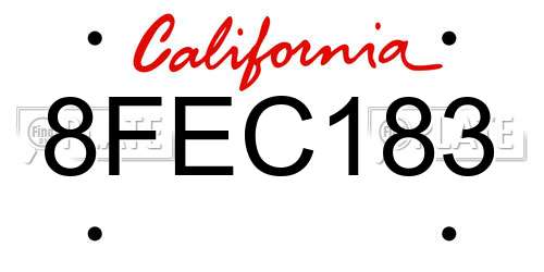 8FEC183 California License Plate