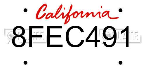8FEC491 California License Plate