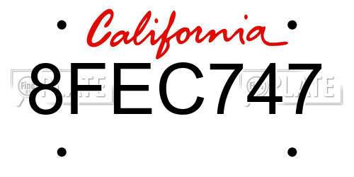 8FEC747 California License Plate