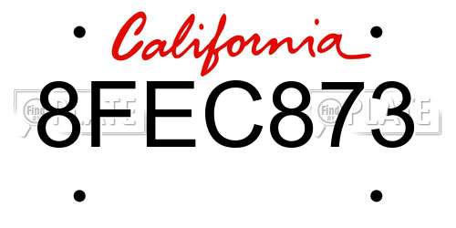 8FEC873 California License Plate