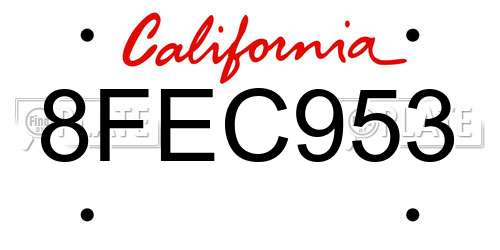 8FEC953 California License Plate