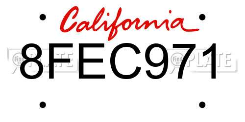 8FEC971 California License Plate