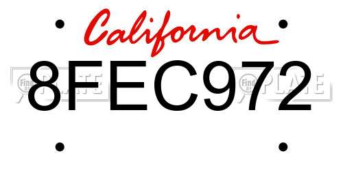8FEC972 California License Plate