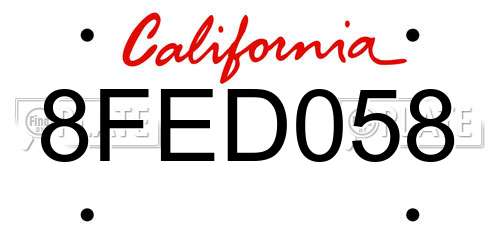 8FED058 California License Plate