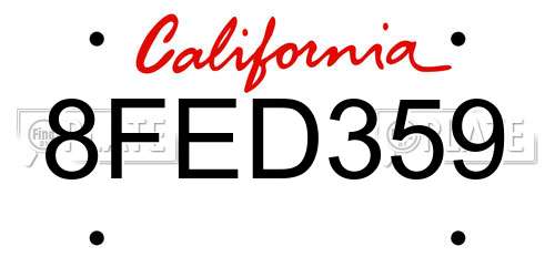 8FED359 California License Plate
