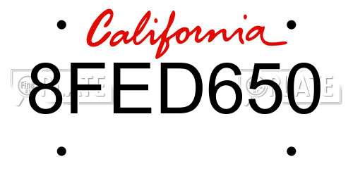 8FED650 California License Plate