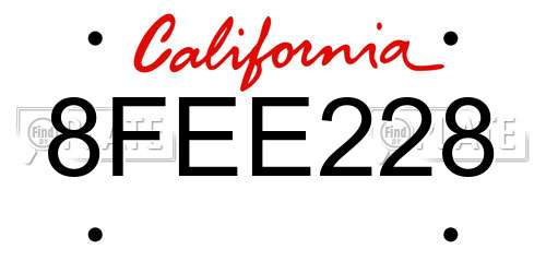 8FEE228 California License Plate