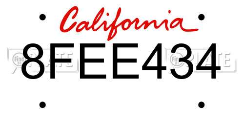 8FEE434 California License Plate