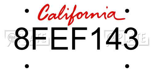 8FEF143 California License Plate