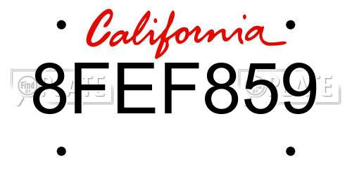 8FEF859 California License Plate