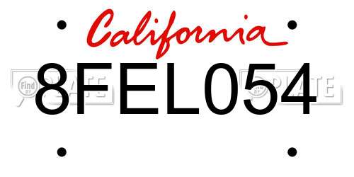 8FEL054 California License Plate