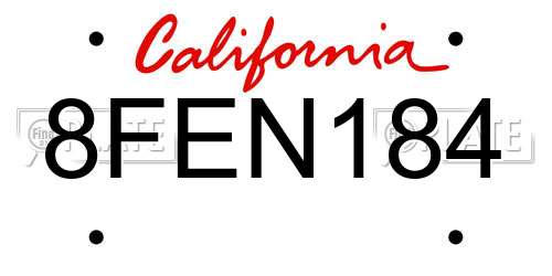 8FEN184 California License Plate
