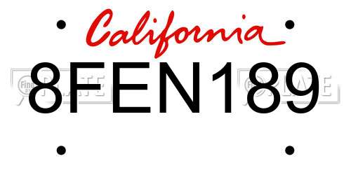8FEN189 California License Plate