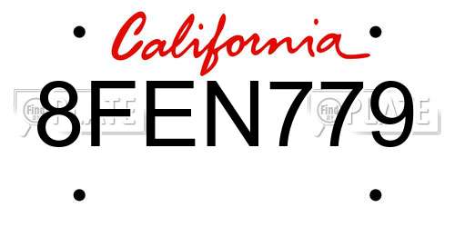 8FEN779 California License Plate