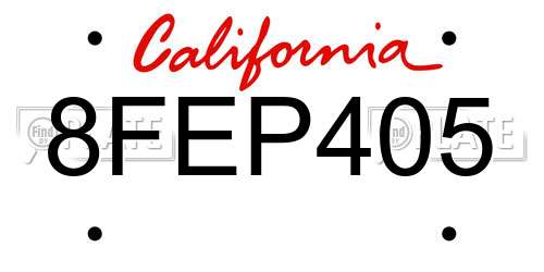 8FEP405 California License Plate