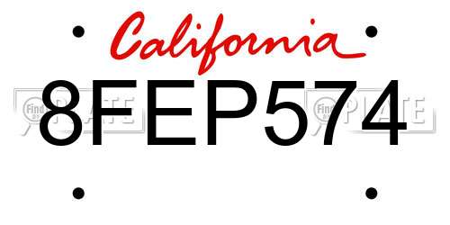 8FEP574 California License Plate
