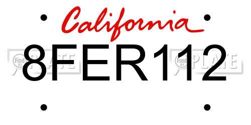 8FER112 California License Plate
