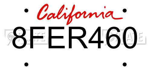 8FER460 California License Plate