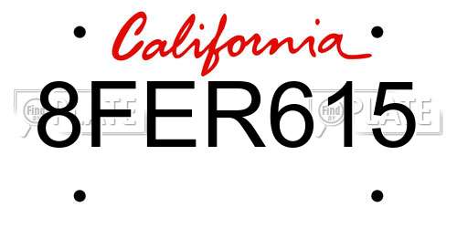 8FER615 California License Plate